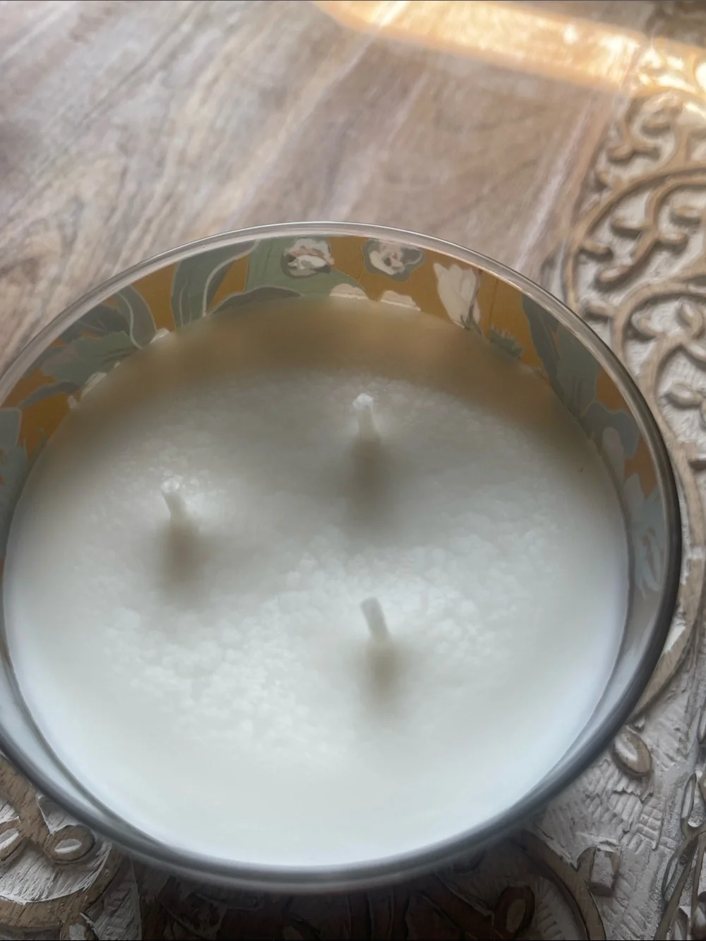 Bath & Body Works Flower Child Candle - Yellow with Floral Artwork